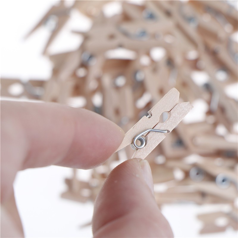 Set 50 Kẹp Gỗ Mini 25mm Kẹp Ảnh Trang Trí Nhà Cửa DIY