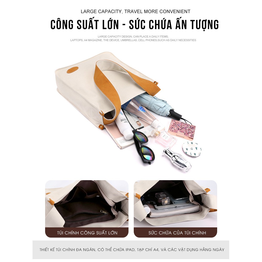 Túi Tote canvas vintage nữ cao cấp – KVKY – 1561