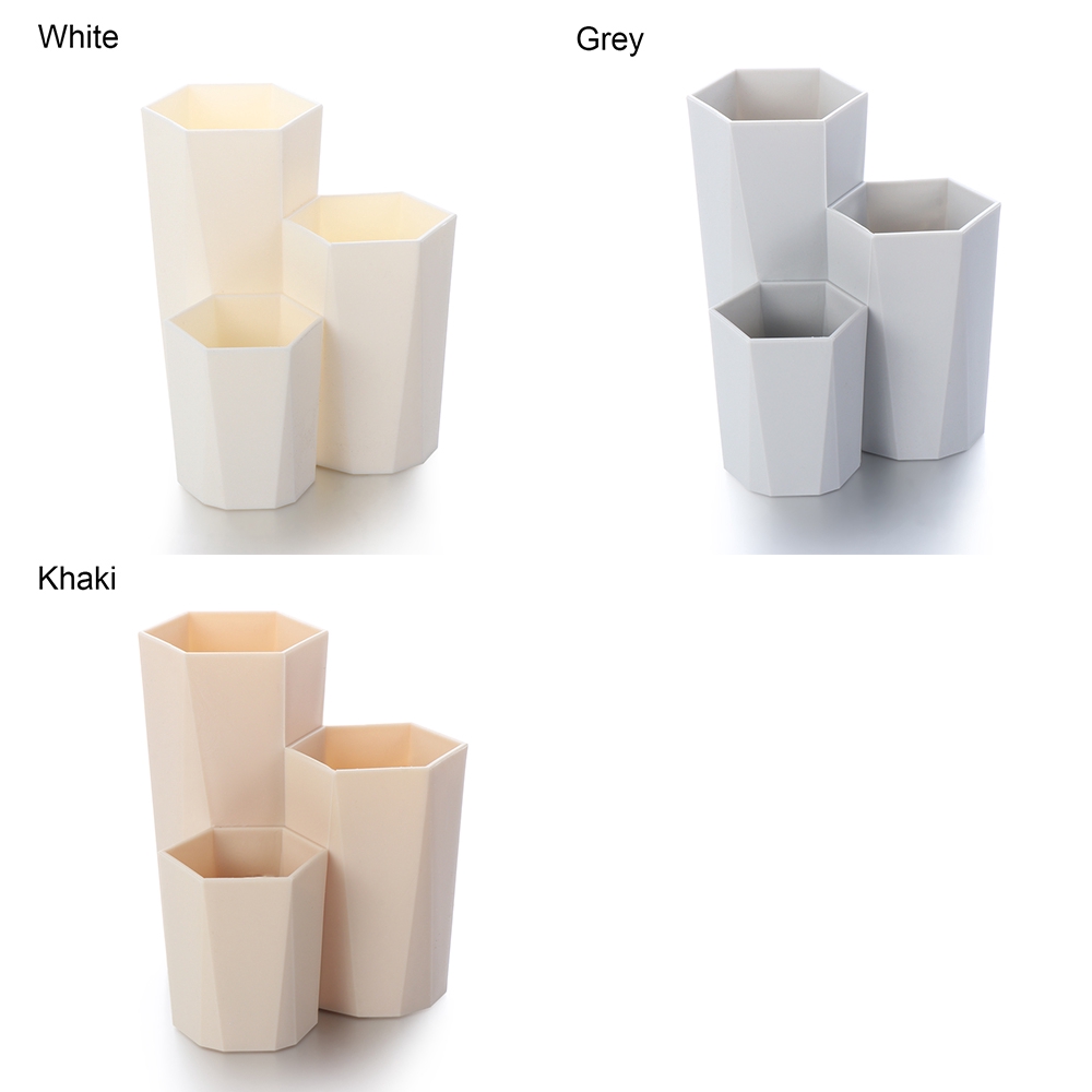 Set 3 ly đựng đồ trang điểm bàn làm việc hình dáng ly 6 cạnh
