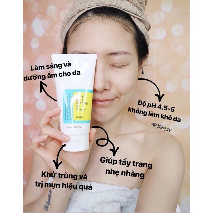 Sữa rửa mặt COSRX Low PH Good Morning Gel Cleanser 150ml Dạng Gel giảm mụn, sạch sâu - HONGS BEAUTY