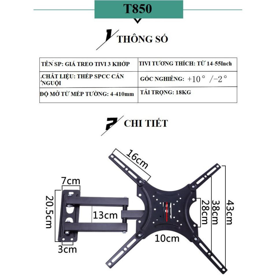 Giá treo ti vi 3 khớp xoay ti vi từ 14 đến 55 inch T850