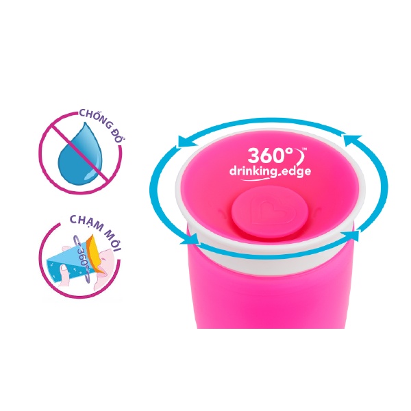 Cốc tập uống 360° chống đổ Munchkin có nắp 296ml