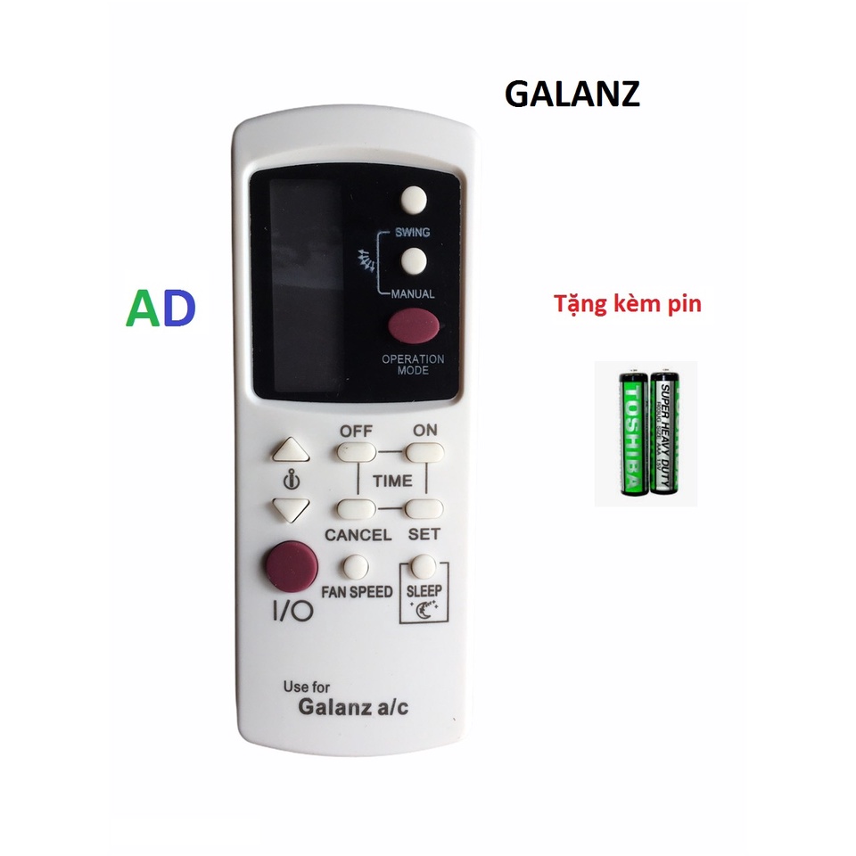 Điều khiển điều hòa Galanz 1 nút đỏ  loại tốt chất lượng cao - Tặng kèm pin -  Remote điều hòa Galanz loại tốt