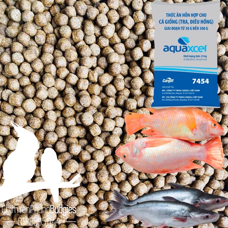 1kg cám cá cargill 7454 viên 3mm 30% đạm cho cá ăn hoặc dùng câu cá,tra,điêu hồng.