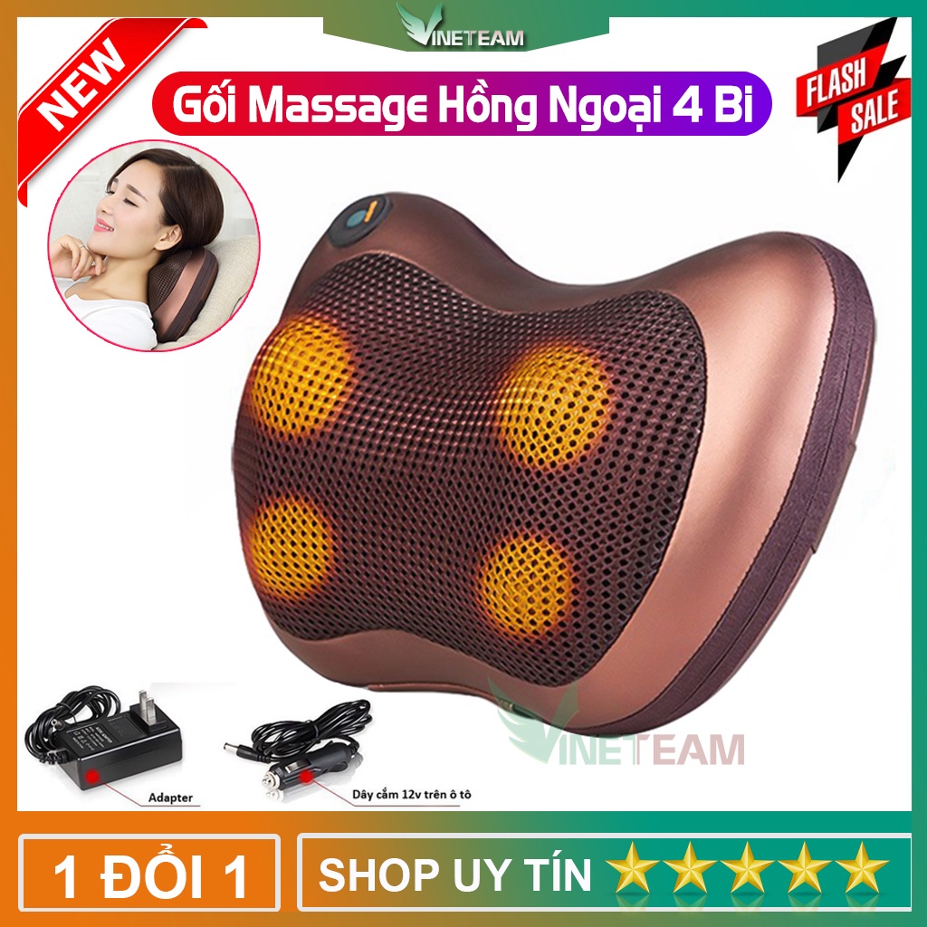 Gối Massage 4 bi hồng ngoại trong bi Massage Pillow JLM-8028