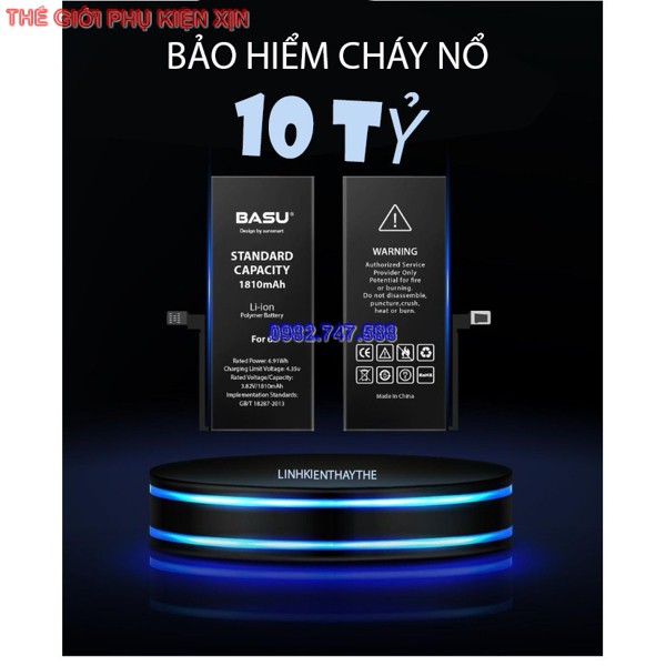 [CHÍNH HÃNG] Pin iPhone 5/5s/6/6s/6+/6s+/7/7+/8/8+/X/XSMax BASU Chính Hãng tiêu chuẩn xuất khẩu EU + Bảo hành 12 tháng