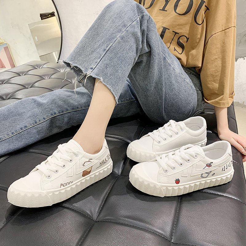 Giày bata bằng vải Canvas họa tiết graffiti hợp thời trang cho nữ | BigBuy360 - bigbuy360.vn