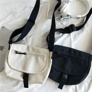 Túi Đeo Chéo Vải CANVAS VINTAGE Unisex (Đen/Trắng)