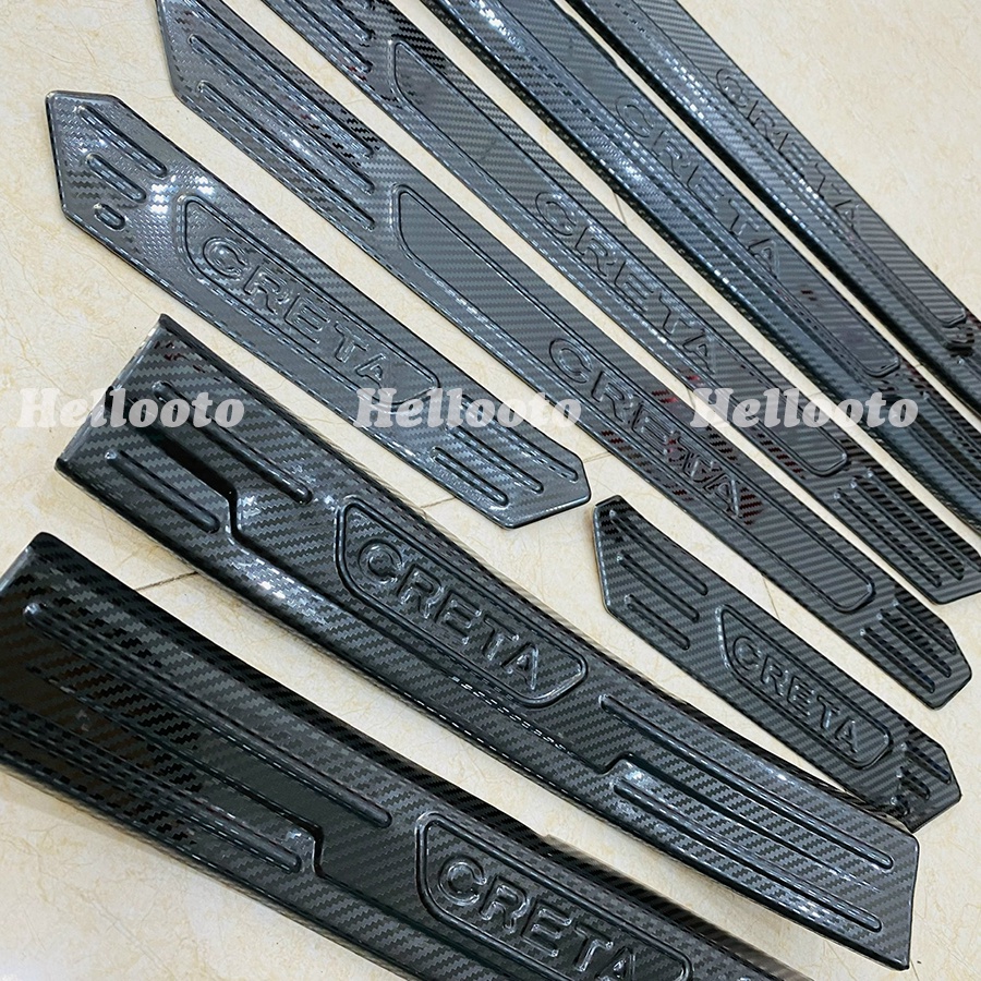 Ốp bậc cửa, nẹp cửa xe Creta 2021 2022 2023 Mẫu CARBON Cao Cấp + tặng keo trợ dính trang trí chống xước bậc cửa xe