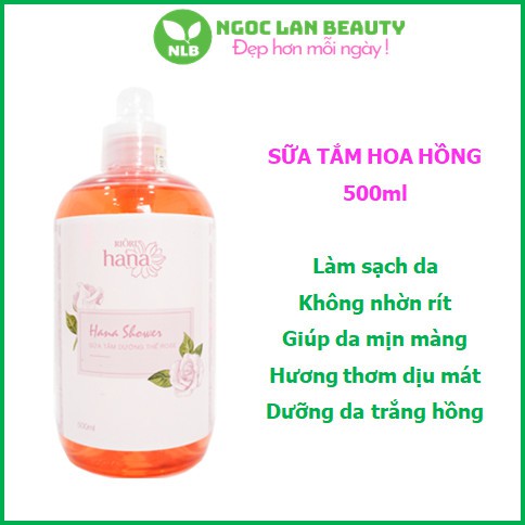 Sữa Tắm Dưỡng Trắng Da Hoa Hồng Riori Hana Shower Rose 500ml