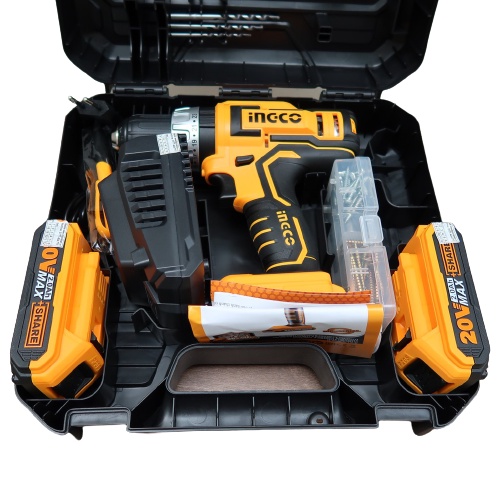 Máy khoan búa bắn vít dùng pin sạc 20V INGCO CIDLI20031 Động Cơ Chổi Than Tặng kèm 3 mũi khoan 2 mũi vít Cr V 50mm