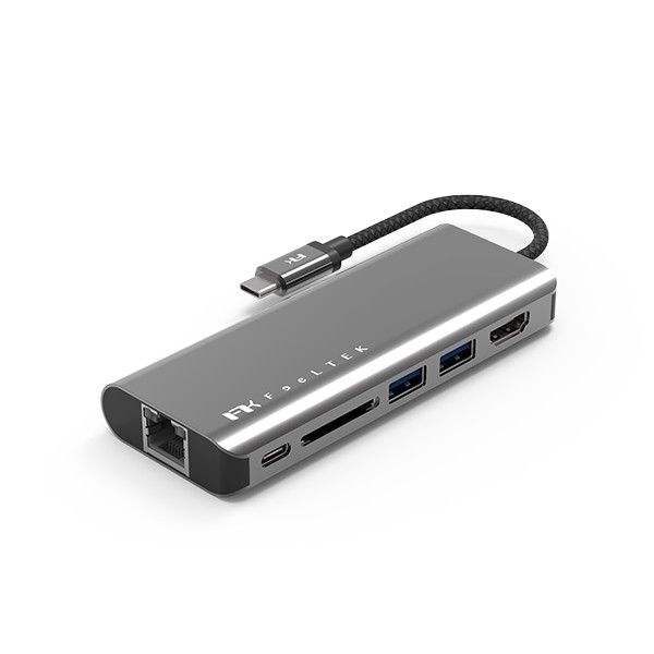 Bộ chia cổng USB Portable 6 in 1 USB-C Hub Feeltek - Hàng Chính Hãng