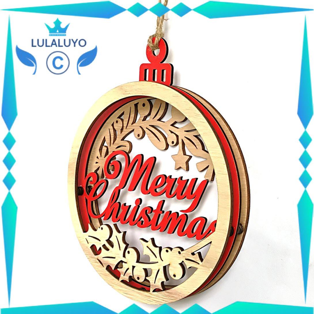 [Giáng sinh] Wooden " Merry Christmas"  3D Large Bulb Shape Chrismas Tree Hanging Decor .lu