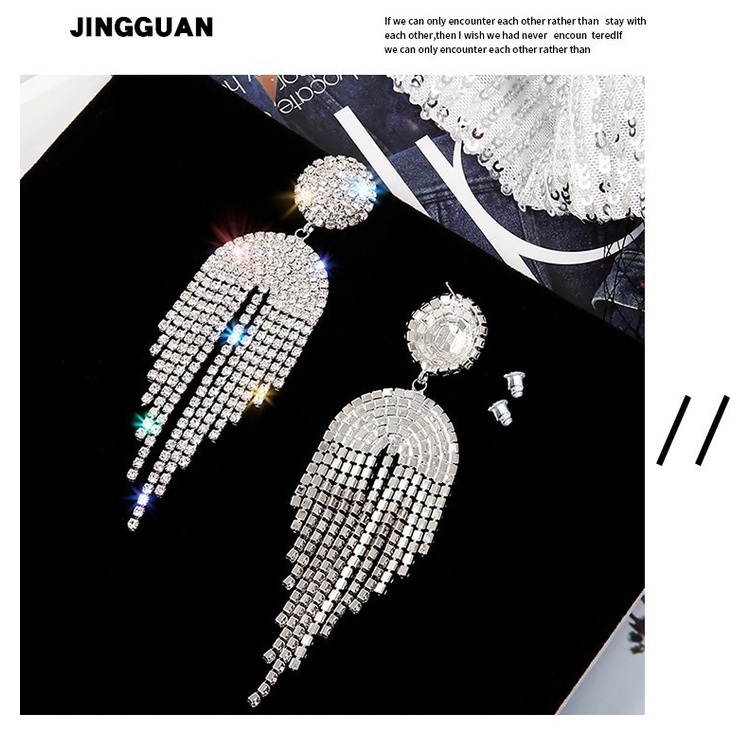 Hoa Tai Dáng Dài Hình Mặt Trăng Và Ngôi Sao Đính Đá Mạ Bạc 925 Cho Nữ