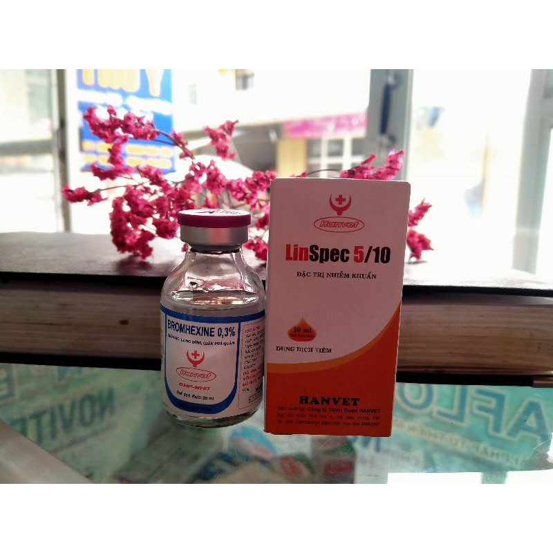 Cặp linspectin 5/10 + bromhexin 20ml cho gà đá, hen khẹc, khò hè, phân xanh, phân trắng