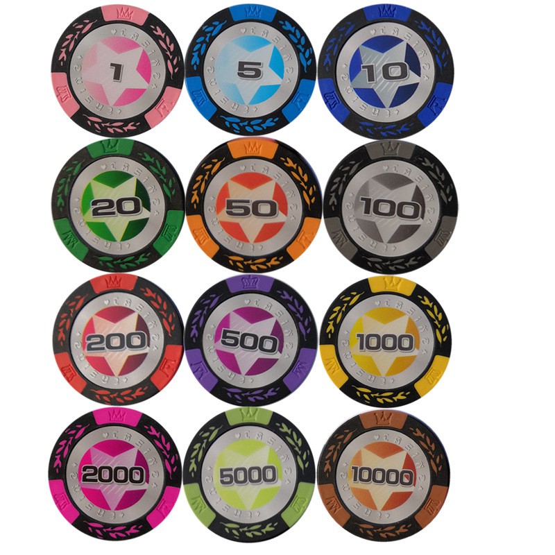 Chip poker có số, phỉnh poker dòng lúa mạch + ngôi sao chất nhựa cao cấp PK 7