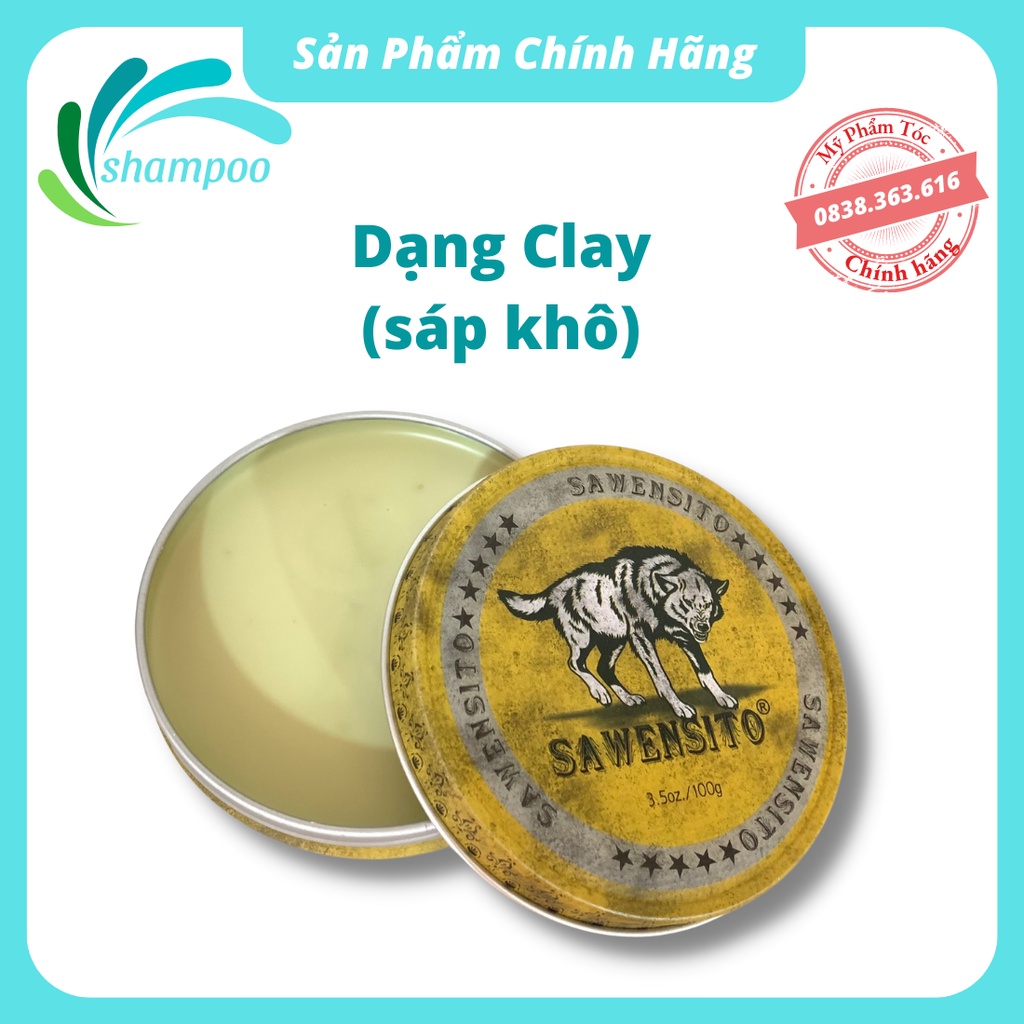 Sáp vuốt tóc nam tạo kiểu tóc SAWENSITO NHÔM TRÒN bóng mượt giữ nếp tóc 100gr bồng đẹp