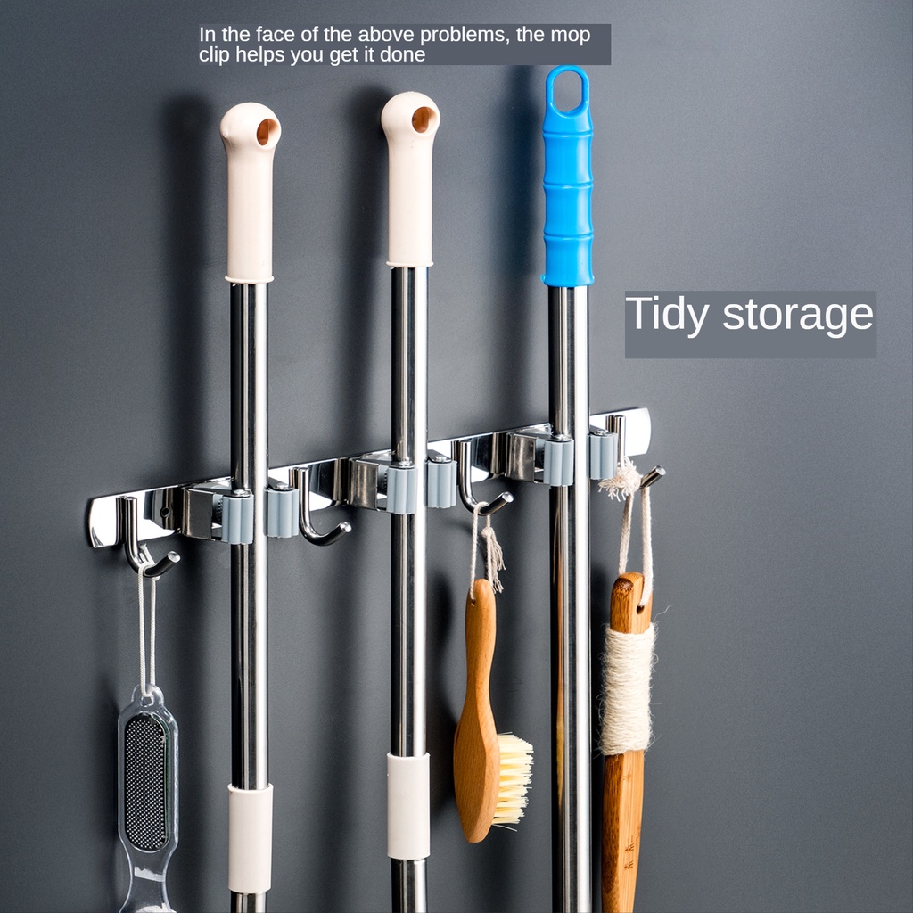 Móc kẹp giữ cây lau nhà chổi XINKUNLON dán tường chịu lực tốt chống thấm nước đa năng tiện lợi