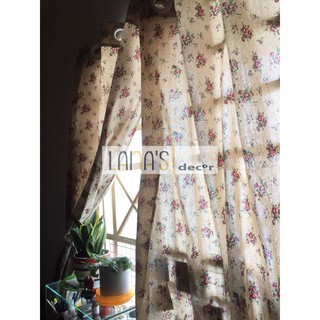 [ẢNH THẬT] Rèm Cửa Canvas Trang Trí Nhà Cửa Hoạ Tiết Chùm Hoa Đỏ Vintage