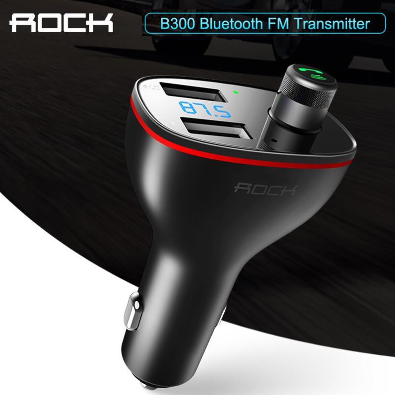 Tẩu sạc điện thoại trên ô tô ROCK B300 tích hợp Bluetooth FM