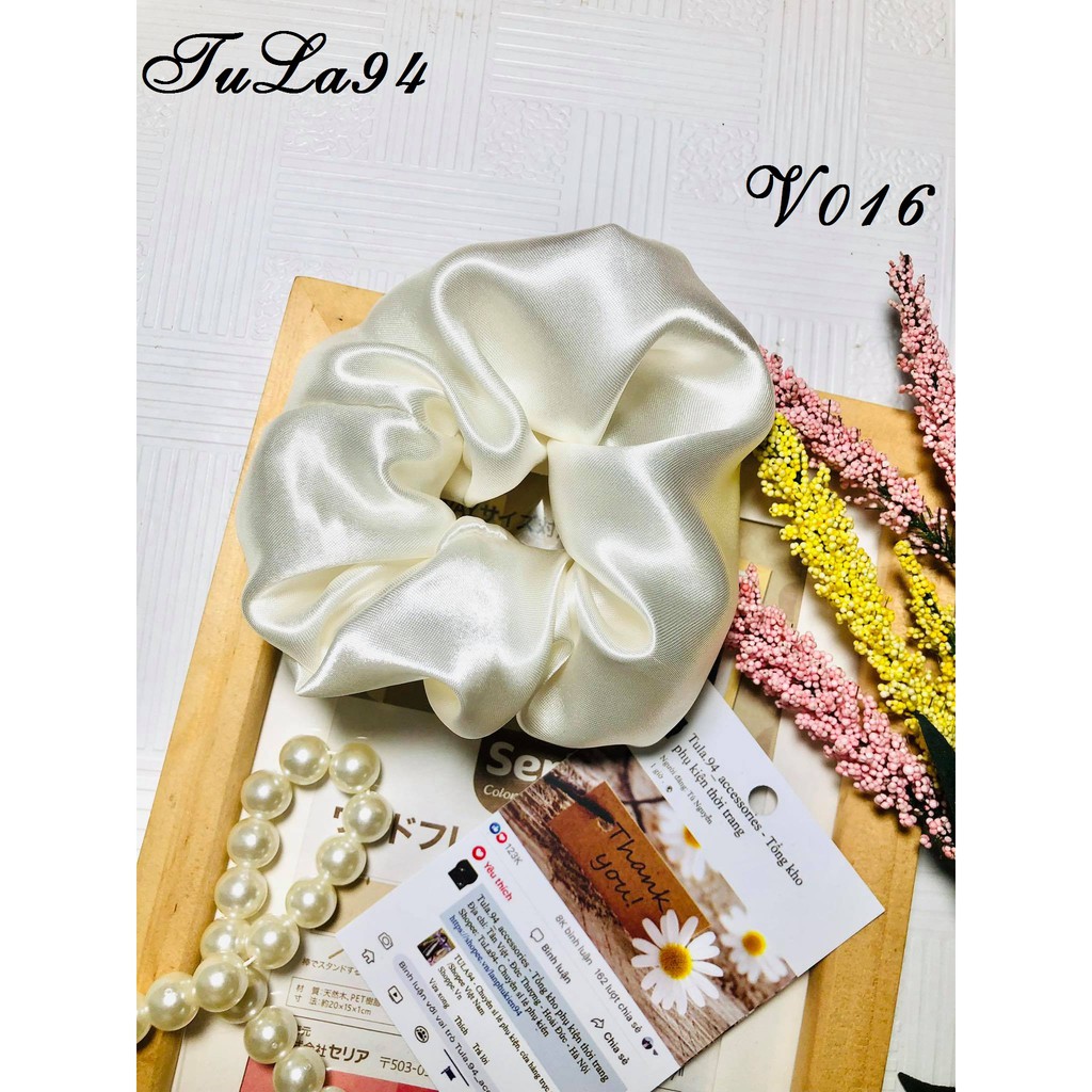 Dây buộc tóc, scrunchies bằng vải lụa satin nhiều màu dành cho nữ TuLa94