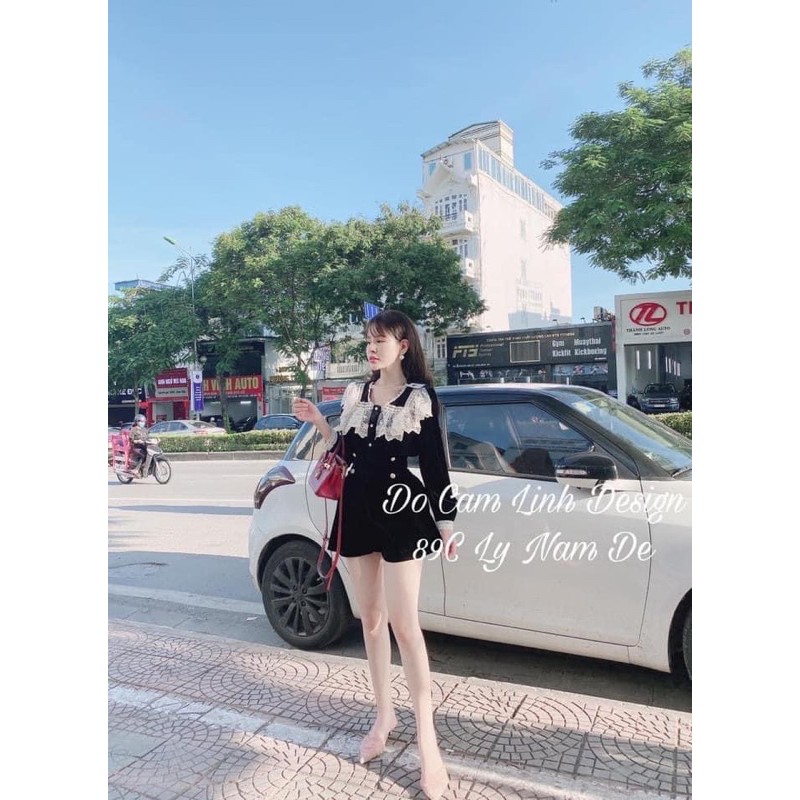 Áo nhung cổ ren tiểu thư siêu hot