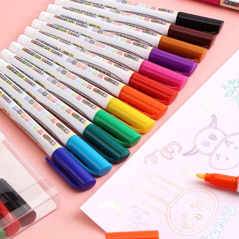 Bút Đánh Dấu Hai Đầu 8 / 12 Màu Sáng Tạo