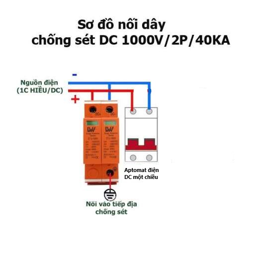 Chống sét lan truyền DC 1000V chuyên dụng cho điện mặt trời