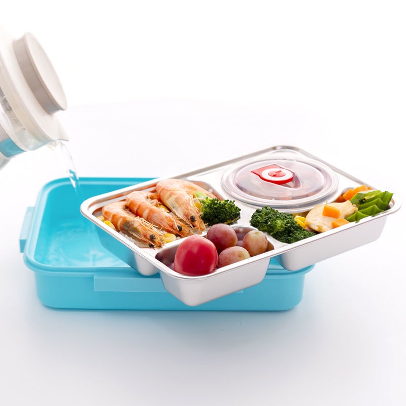 Hộp Cơm Trưa Cách Nhiệt Bằng Thép Không Gỉ 304 Chia Ngăn Họa Tiết Hoạt Hình Dễ Thương Cho Bé Gái Tiểu Học