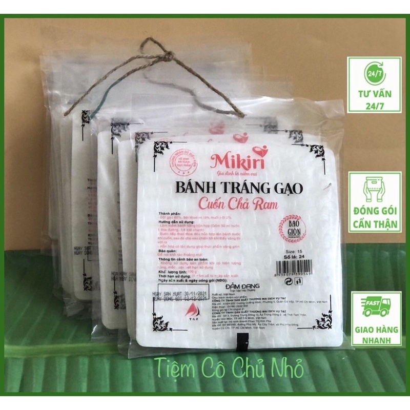 Bánh tráng gạo cuốn chả ram (chả giò) Mikiri size 15cm (24 lá)