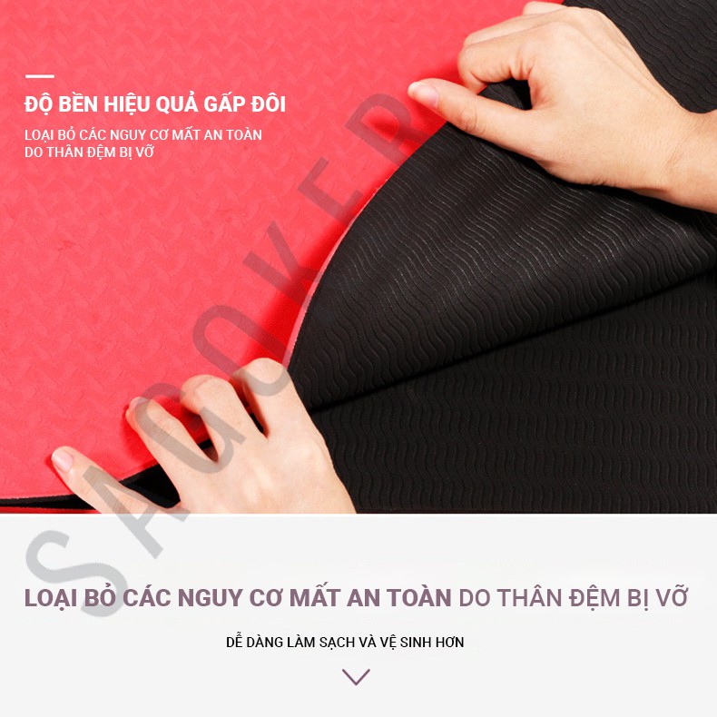 Thảm tập yoga và gym dày 6mm 2 lớp