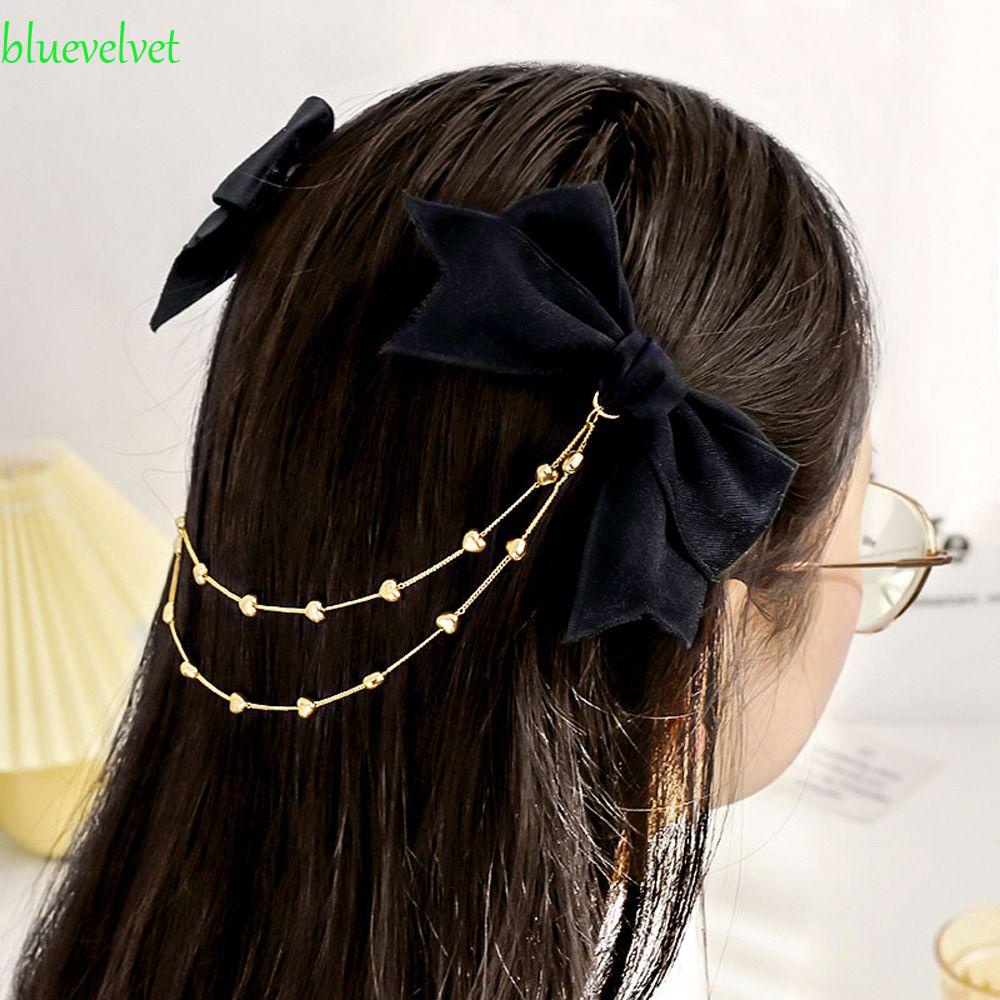 Kẹp Tóc Nơ Phối Dây Xích Đôi Màu Sắc Ngọt Ngào Thời Trang Cho Nữ