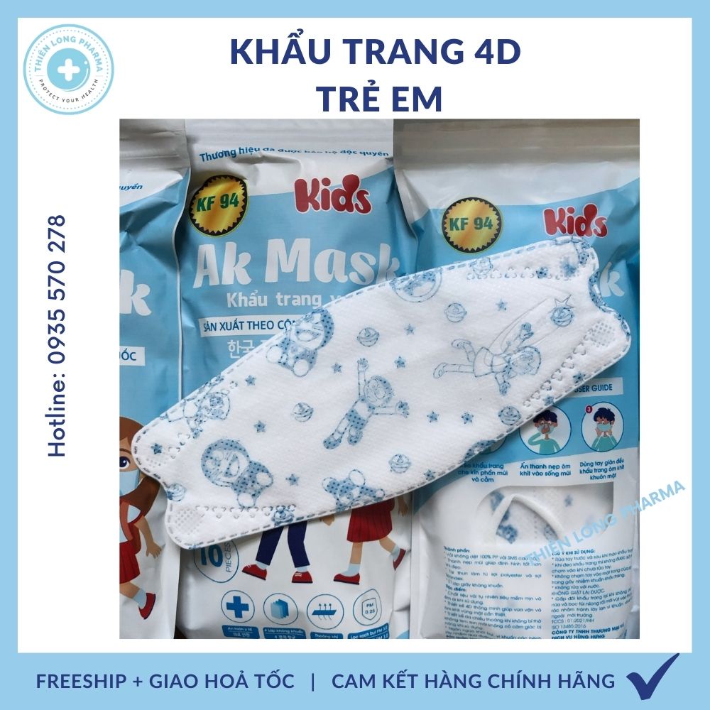 Khẩu trang trẻ em 4D [túi 10 cái] KF94 Unimask dày dặn, kháng khuẩn cho bé, khẩu trang KIDS chính hãng | BigBuy360 - bigbuy360.vn