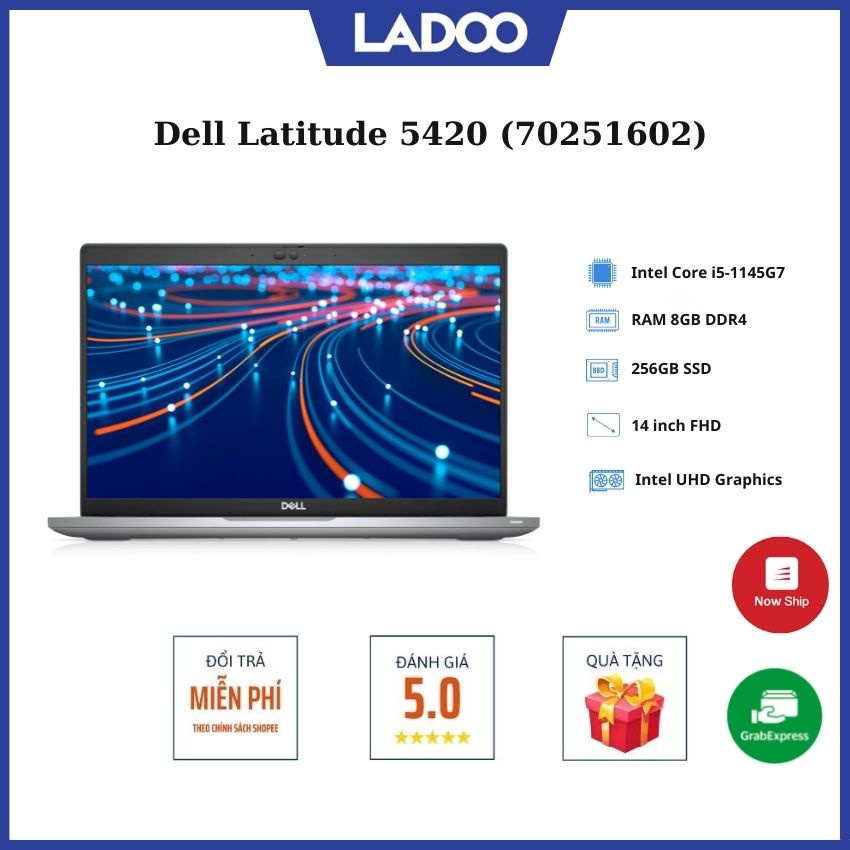 Laptop Dell Latitude 5420 (70251602)/ Intel Core i5-1145G7/ RAM 8GB/ 256GB SSD/ 14 inch FHD/ 4 Cell 63Whr/ Ubuntu/ 1Yr