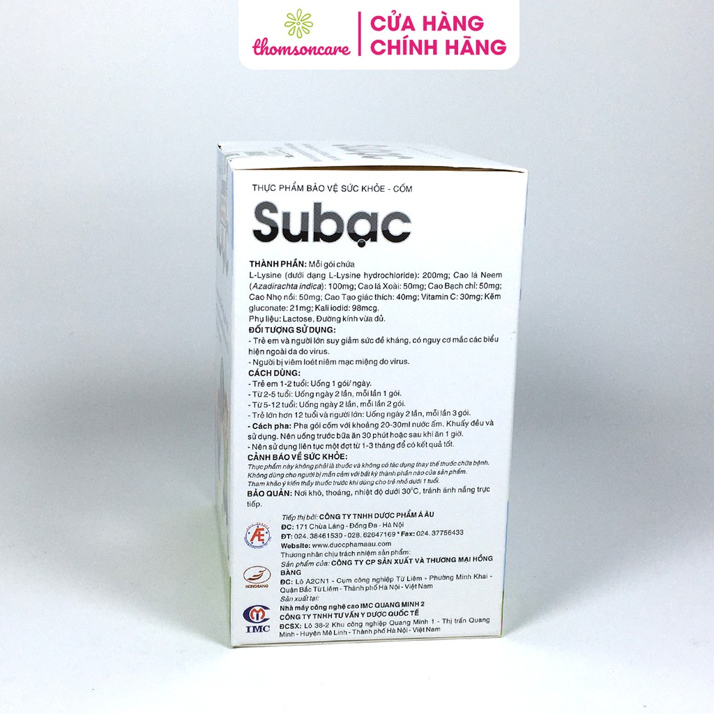 Cốm chống vi khuẩn Subac cho bé hộp 15 gói tăng sức đề kháng miễn dịch cho cơ thể trẻ 6 tháng 1 2 tuổi hiệu quả