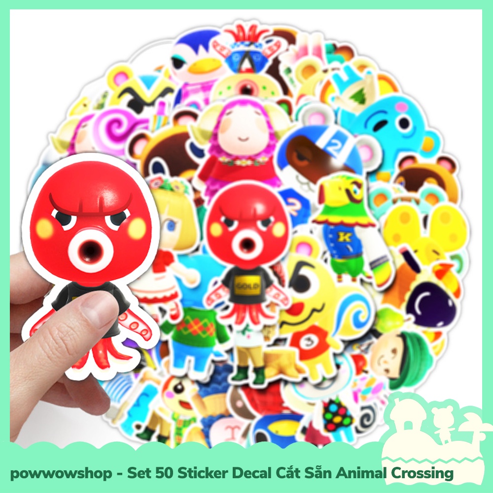 [Sẵn VN - Hỏa Tốc] Set 50 Sticker Mini Decal Dán Trang Trí Vật Dụng Mẫu Nhân Vật Game Animal Crossing Horizons Pose Bae