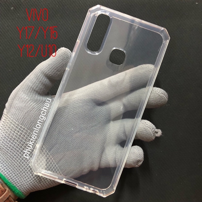 Ốp Lưng Vivo Y17/Y15/Y12/U10 Chống Sốc Viền Vuông Bảo Vệ Camera Dẻo Trong Suốt