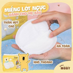 Miếng lót thấm sữa thương hiệu Moby [ Hộp 60 miếng] mềm mịn mỏng thấm hút cực thích, Miếng lót thâm sữa an toàn cho mẹ.