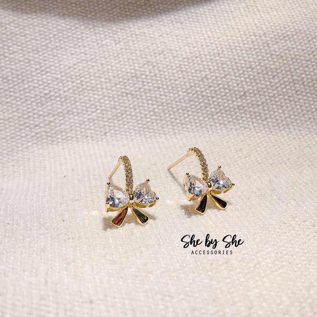 Bông tai nữ bạc 925 hình nơ tiểu thư sang chảnh SHE BY SHE - K102