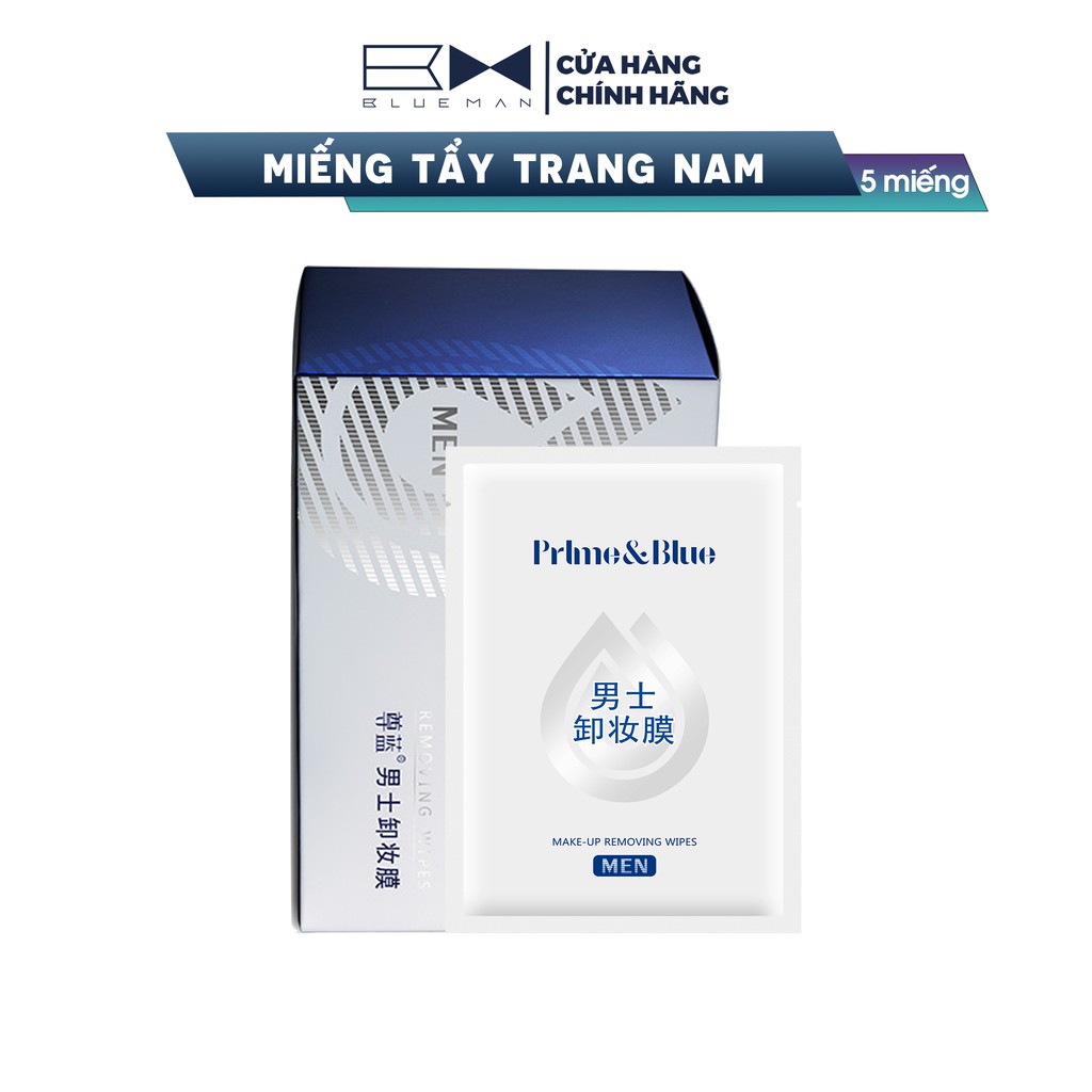 Khăn Ướt Tẩy Trang Nam BLUEMAN Không Cồn, Thích Hợp Da Mụn 5 miếng ZL04