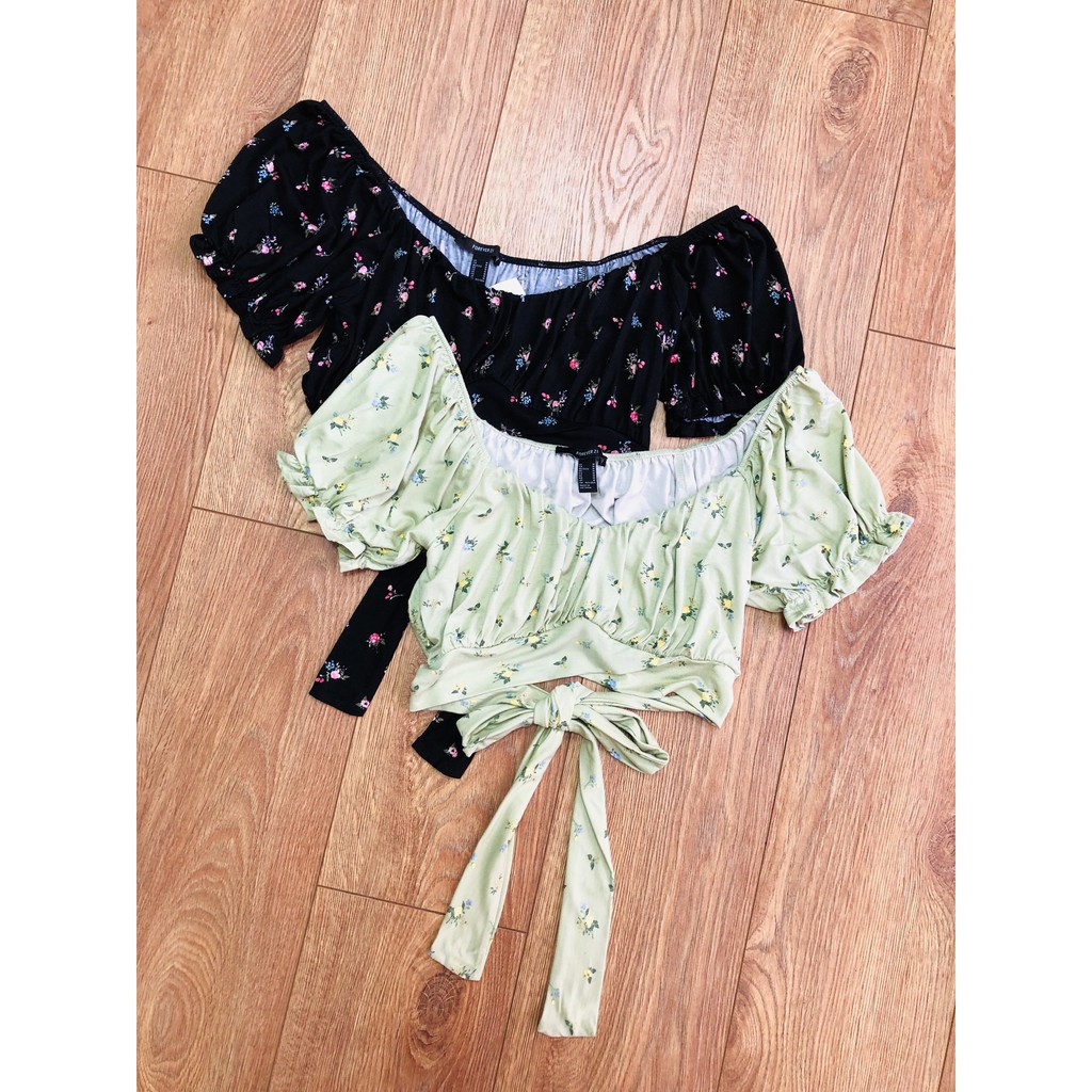 Áo croptop hoa cột nơ