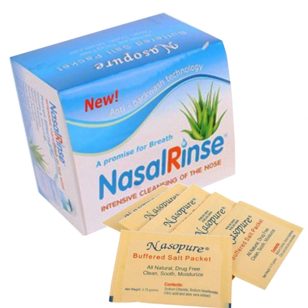 Bình rửa mũi xoang Nasal Rinse (Hộp 1 bình +10 gói muối). Hỗ trợ viêm mũi, viêm xoang, ngạt mũi, sổ mũi