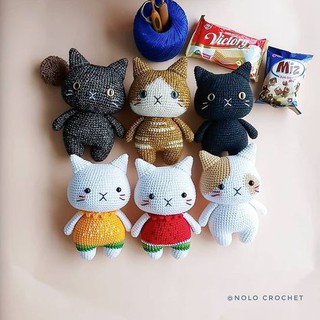 [DIY] Hướng dẫn móc thú bông / thú len Mèo dưa hấu chibi handmade - bản tiếng Việt