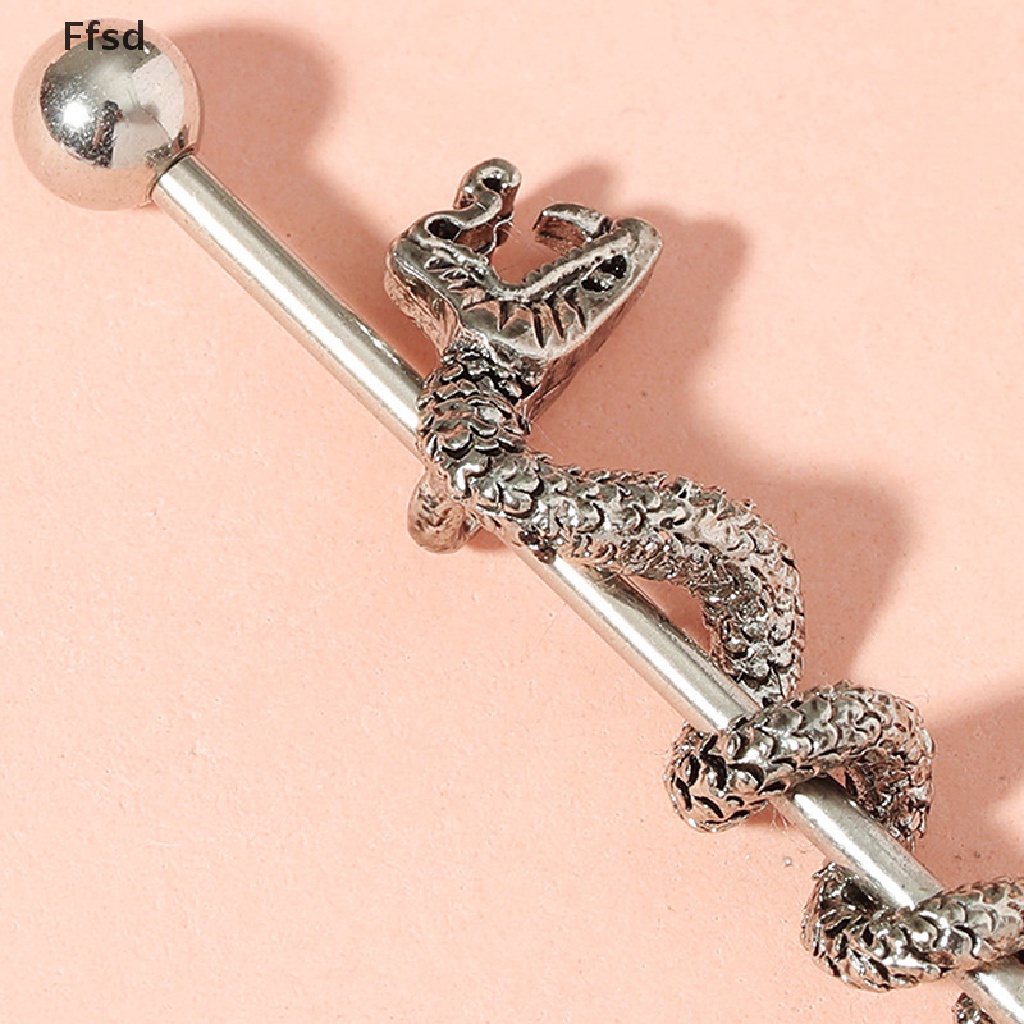 {Ffsd} Khuyên Xỏ Sụn Tai Hình Rắn Rồng Công Nghiệp Cuộn Dây 14G Bán Chạy