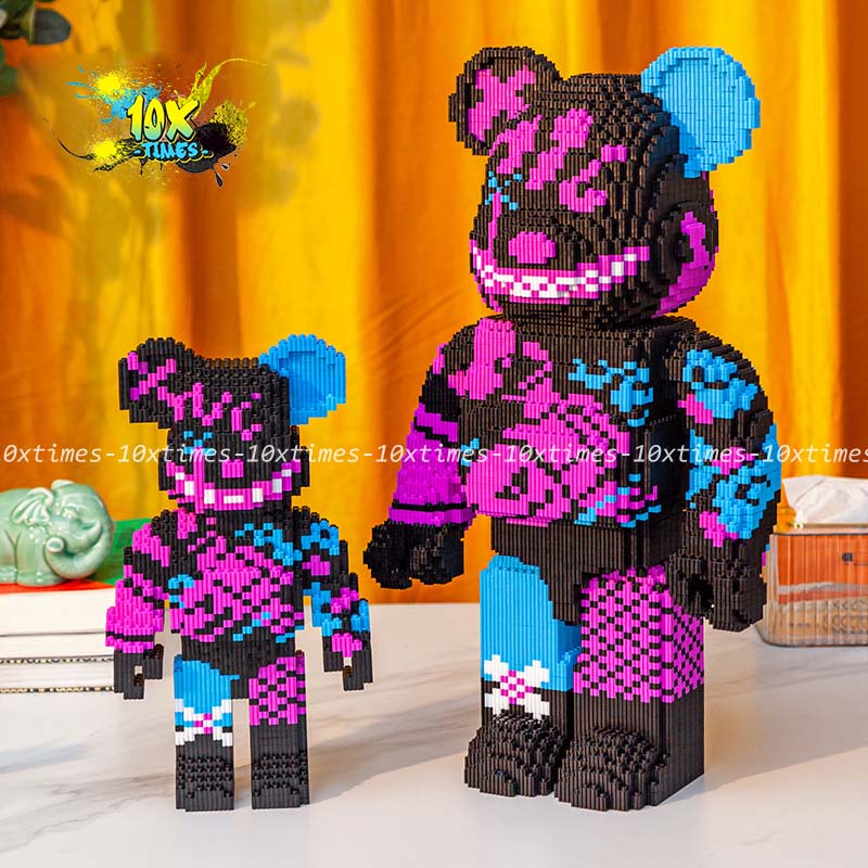 (55cm sẵn) mô hình lắp ráp gấu Bearbrick Jinx, Boom, Love, Monter, sưu tầm có đèn làm quà tặng, decor phòng