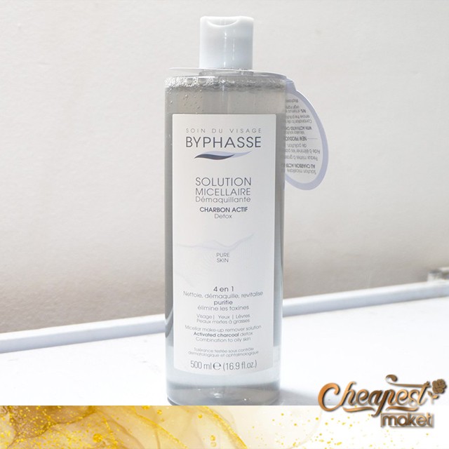 [CÓ TEM NHÃN] Nước Tẩy Trang Than Hoạt Tính Byphasse Charbon Micellar Make-up Remover Solution 500ml
