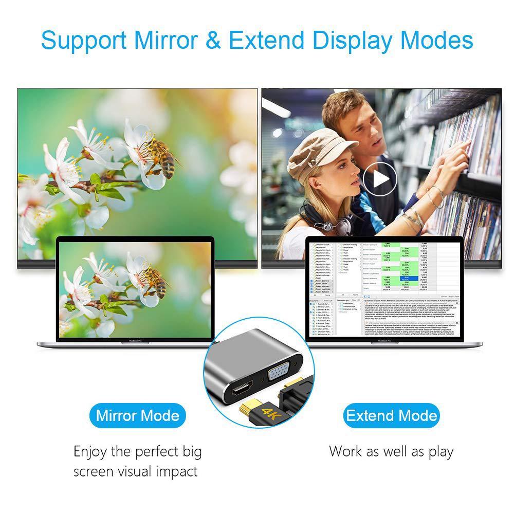 Bộ Chuyển Đổi Type C Sang HDMI / VGA / USB / USB-C USB 3.0 4K HDMI + VGA + USB + pd Hub