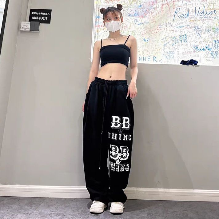 Quần Thể Thao Ống Rộng Phong Cách Hip Hop Đường Phố Cho Nữ