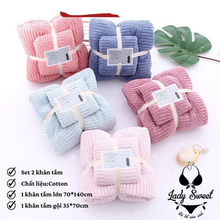 Set 2 Khăn Lông Cừu Hàn Quốc(Khăn Tắm+Khăn Mặt)