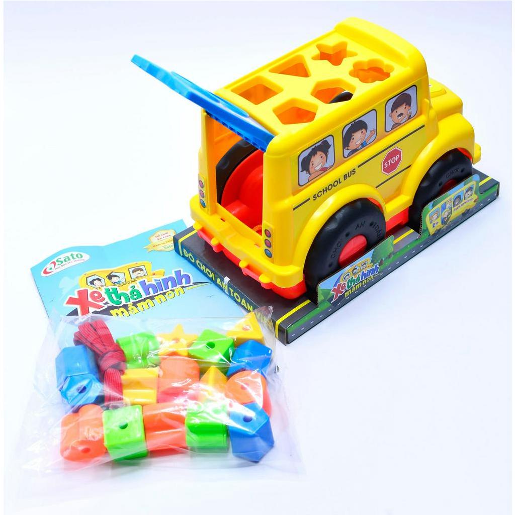 Xe Bus thả hình khối  - Đập chuột xe buýt đa năng có nhạc có đèn cho bé.